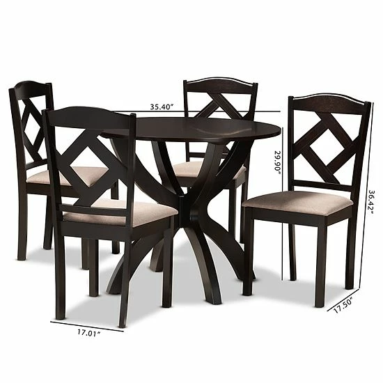 Baxton Studio Quinlan Brown 5-Piece Dining Set 8 Baxton Studio Quinlan Brown 5-Piece Dining Set - Image 8