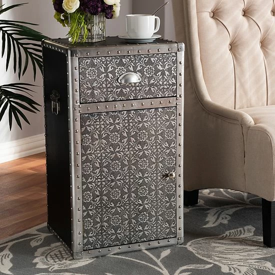Baxton Studio Cosette Silver Cabinet 2 Baxton Studio Cosette Silver Cabinet - Image 2