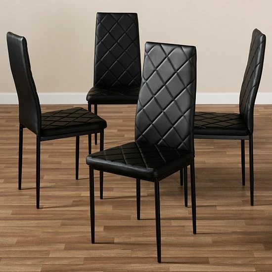 Baxton Studio Blaise White Dining Chair Black 4 Baxton Studio Blaise White Dining Chair Black - Image 4