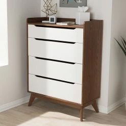 Baxton Studio Brighton Mid-Century 4-Drawer Dresser