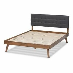Baxton Studio Devan Bed Dark Gray Walnut