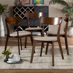 Baxton Studio Iora Dining Chair 4-piece Set Light Beige Walnut -Baxton Studio Sales unnamed file 3693