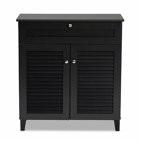 Baxton Studio Coolidge Shoe Cabinet Gray 9 Baxton Studio Coolidge Shoe Cabinet Gray - Image 9