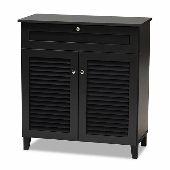 Baxton Studio Coolidge Shoe Cabinet Gray 10 Baxton Studio Coolidge Shoe Cabinet Gray - Image 10
