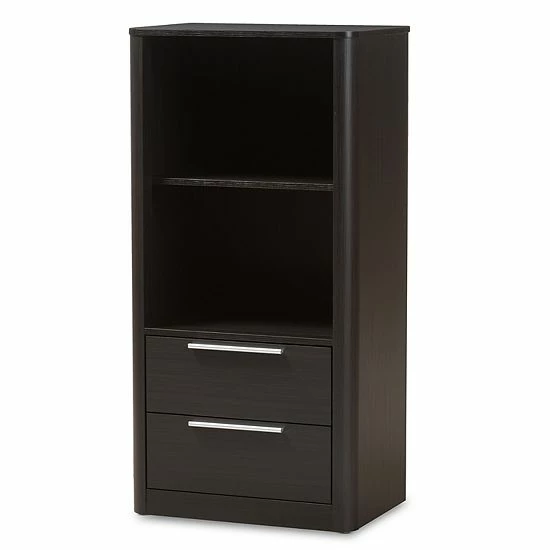 Baxton Studio Modern 2-Drawer Bookcase Dark Brown 5 Baxton Studio Modern 2-Drawer Bookcase Dark Brown - Image 5