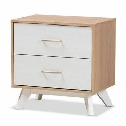 Baxton Studio Mid-Century 2-Drawer Nightstand