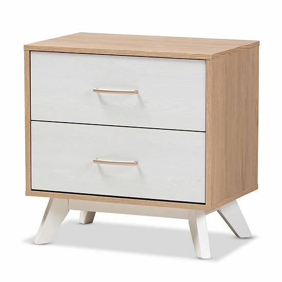 Baxton Studio Mid-Century 2-Drawer Nightstand 1 Baxton Studio Mid-Century 2-Drawer Nightstand