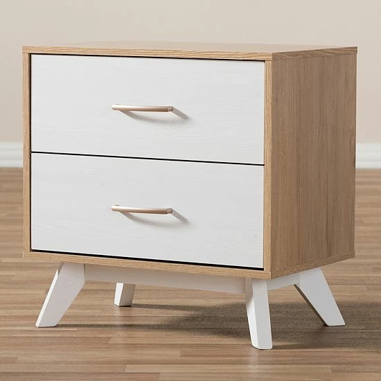 Baxton Studio Mid-Century 2-Drawer Nightstand 2 Baxton Studio Mid-Century 2-Drawer Nightstand - Image 2