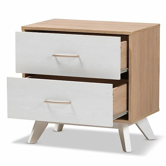 Baxton Studio Mid-Century 2-Drawer Nightstand 3 Baxton Studio Mid-Century 2-Drawer Nightstand - Image 3