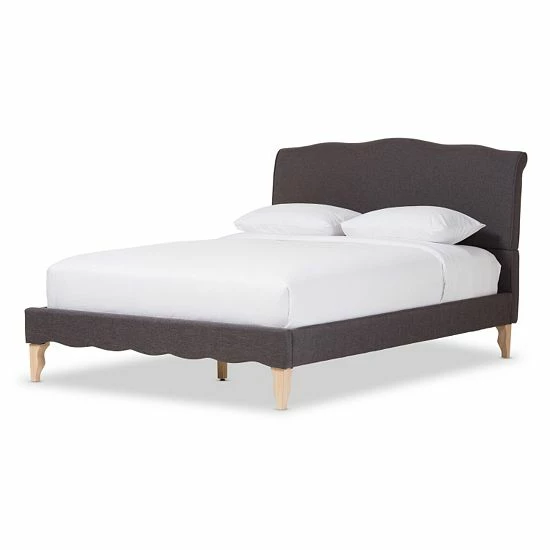 Baxton Studio Fannie French Classic Modern Platform Bed Dark Gray 2 Baxton Studio Fannie French Classic Modern Platform Bed Dark Gray - Image 2