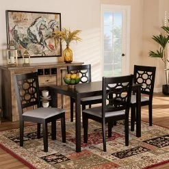 Baxton Studio Henry Dining Table & Chair 5-piece Set Gray Dark Brown -Baxton Studio Sales unnamed file 3817