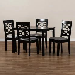 Baxton Studio Henry Dining Table & Chair 5-piece Set Gray Dark Brown -Baxton Studio Sales unnamed file 3818