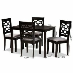 Baxton Studio Henry Dining Table & Chair 5-piece Set Gray Dark Brown -Baxton Studio Sales unnamed file 3819