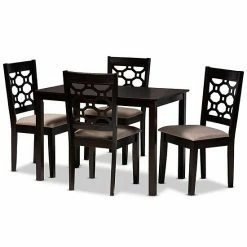Baxton Studio Henry Dining Table & Chair 5-piece Set Gray Dark Brown -Baxton Studio Sales unnamed file 3822