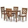 Baxton Studio Ramiro Dining Table & Chair 5-piece Set Sand Dark Brown