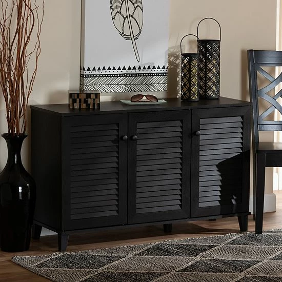 Baxton Studio Warren 3-Door Shoe Storage Cabinet 2 Baxton Studio Warren 3-Door Shoe Storage Cabinet - Image 2