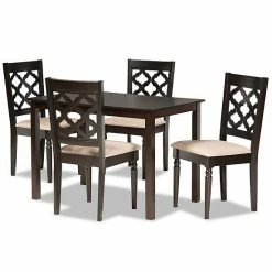 Baxton Studio Ramiro Dining Table & Chair 5-piece Set Sand Dark Brown 8 Baxton Studio Ramiro Dining Table & Chair 5-piece Set Sand Dark Brown -Baxton Studio Sales unnamed file 3831