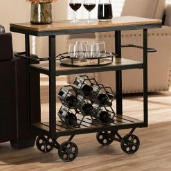 Baxton Studio Kennedy Rolling Bar Cart