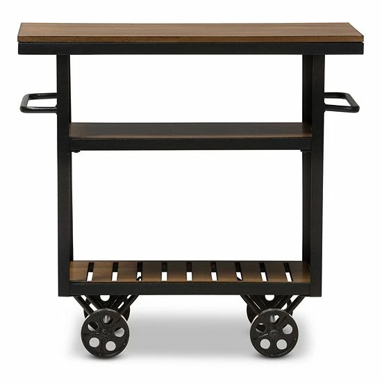 Baxton Studio Kennedy Rolling Bar Cart 2 Baxton Studio Kennedy Rolling Bar Cart - Image 2