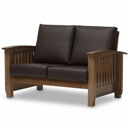 Baxton Studio Charlotte Modern Classic Mission Loveseat 2 Baxton Studio Charlotte Modern Classic Mission Loveseat - Image 2