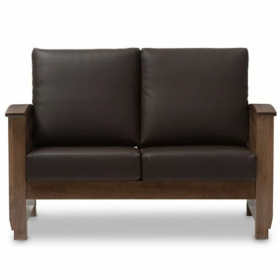 Baxton Studio Charlotte Modern Classic Mission Loveseat 3 Baxton Studio Charlotte Modern Classic Mission Loveseat - Image 3