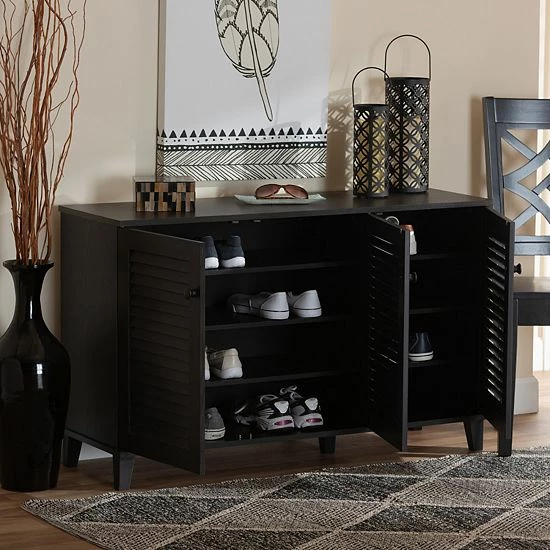 Baxton Studio Warren 3-Door Shoe Storage Cabinet 3 Baxton Studio Warren 3-Door Shoe Storage Cabinet - Image 3