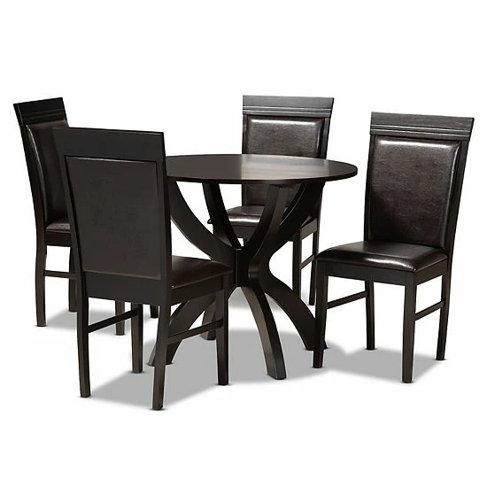 Baxton Studio Ancel Dark Brown 5-Piece Dining Set 1 Baxton Studio Ancel Dark Brown 5-Piece Dining Set