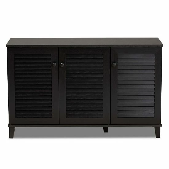 Baxton Studio Warren 3-Door Shoe Storage Cabinet 4 Baxton Studio Warren 3-Door Shoe Storage Cabinet - Image 4
