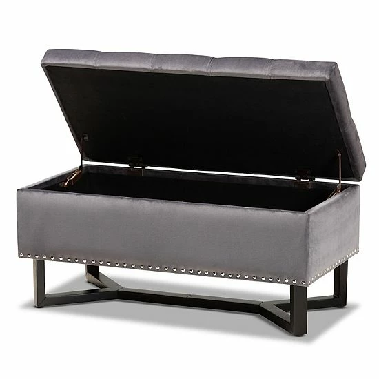 Baxton Studio Esther Storage Ottoman Gray Dark Brown 2 Baxton Studio Esther Storage Ottoman Gray Dark Brown - Image 2