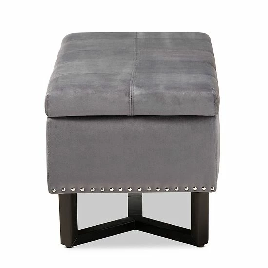 Baxton Studio Esther Storage Ottoman Gray Dark Brown 4 Baxton Studio Esther Storage Ottoman Gray Dark Brown - Image 4