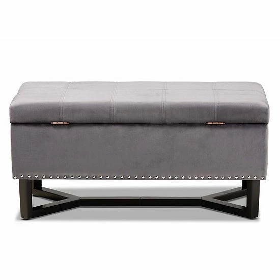 Baxton Studio Esther Storage Ottoman Gray Dark Brown 5 Baxton Studio Esther Storage Ottoman Gray Dark Brown - Image 5