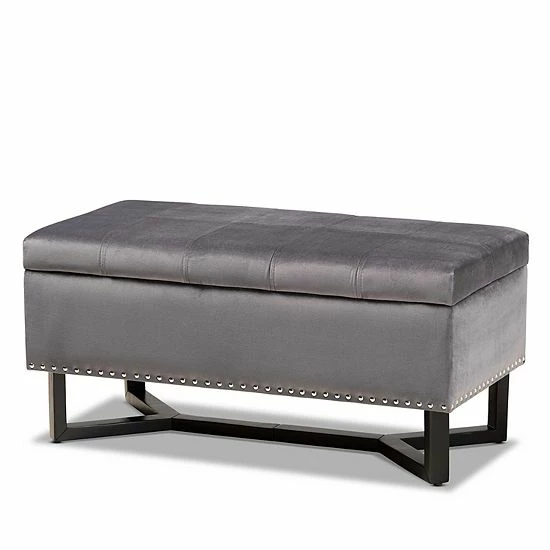 Baxton Studio Esther Storage Ottoman Gray Dark Brown 12 Baxton Studio Esther Storage Ottoman Gray Dark Brown - Image 12