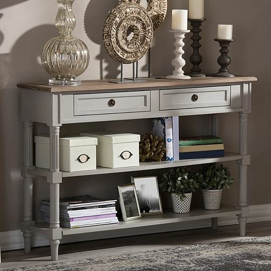 Baxton Studio Farmhouse Shabby Chic 2-Drawer Console Table 1 Baxton Studio Farmhouse Shabby Chic 2-Drawer Console Table
