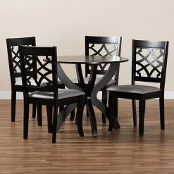Baxton Studio Sandra Dining Table & Chair 5-piece Set Gray Dark Brown -Baxton Studio Sales unnamed file 3919