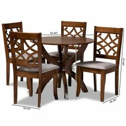 Baxton Studio Sandra Dining Table & Chair 5-piece Set Gray Dark Brown -Baxton Studio Sales unnamed file 3920