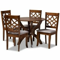 Baxton Studio Sandra Dining Table & Chair 5-piece Set Gray Dark Brown -Baxton Studio Sales unnamed file 3922