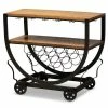 Baxton Studio Triesta Wheeled Wine Rack Cart