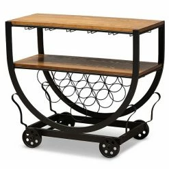 Baxton Studio Triesta Wheeled Wine Rack Cart