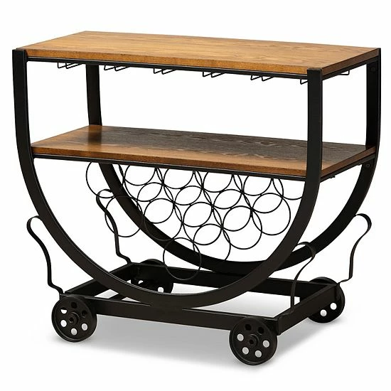 Baxton Studio Triesta Wheeled Wine Rack Cart 1 Baxton Studio Triesta Wheeled Wine Rack Cart