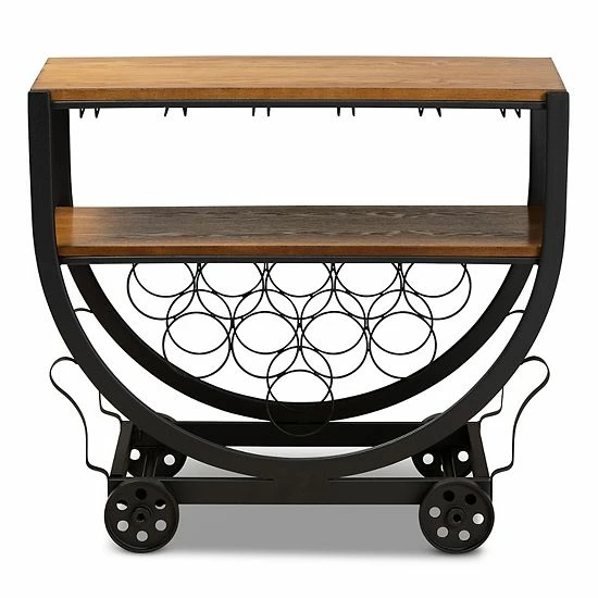 Baxton Studio Triesta Wheeled Wine Rack Cart 3 Baxton Studio Triesta Wheeled Wine Rack Cart - Image 3