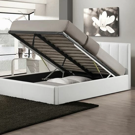 Baxton Studio Templemore Faux-Leather Storage Queen Bed White 4 Baxton Studio Templemore Faux-Leather Storage Queen Bed White - Image 4