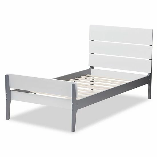Baxton Studio Modern Twin Platform Bed White Black 5 Baxton Studio Modern Twin Platform Bed White Black - Image 5
