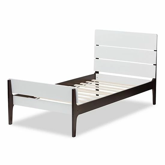 Baxton Studio Modern Twin Platform Bed White Black 6 Baxton Studio Modern Twin Platform Bed White Black - Image 6