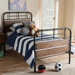 Baxton Studio Monoco Rustic Industrial Platform Bed Medium Brown -Baxton Studio Sales unnamed file 4000