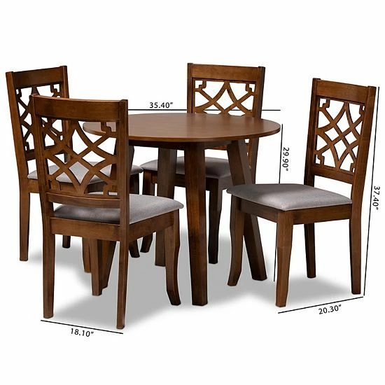 Baxton Studio Mya Dining Table & Chair 5-piece Set Gray Dark Brown 8 Baxton Studio Mya Dining Table & Chair 5-piece Set Gray Dark Brown - Image 8