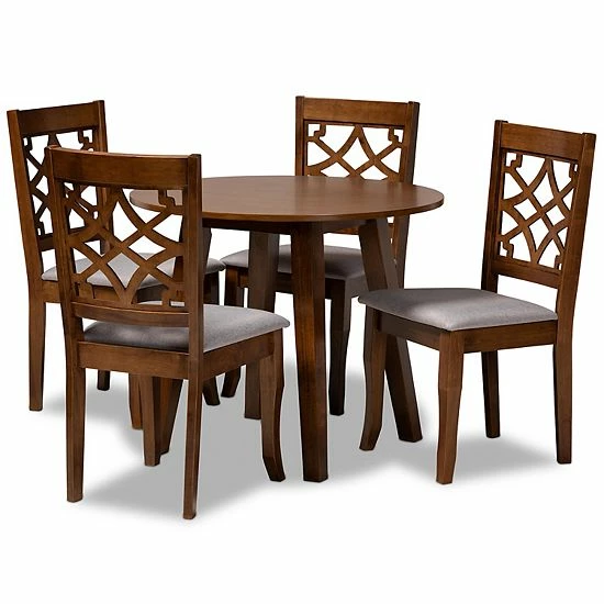 Baxton Studio Mya Dining Table & Chair 5-piece Set Gray Dark Brown 10 Baxton Studio Mya Dining Table & Chair 5-piece Set Gray Dark Brown - Image 10