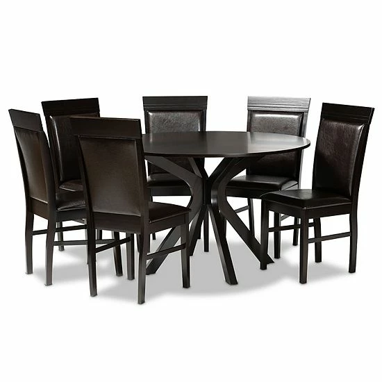 Baxton Studio Jeane Dining Table & Chair 7-piece Set 1 Baxton Studio Jeane Dining Table & Chair 7-piece Set
