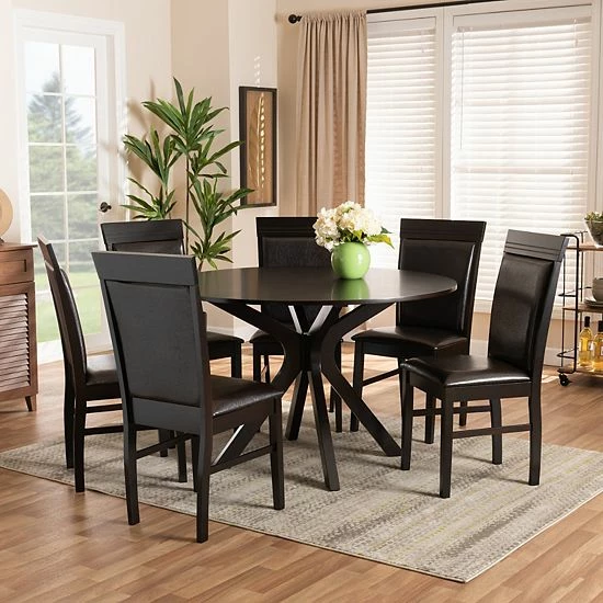 Baxton Studio Jeane Dining Table & Chair 7-piece Set 2 Baxton Studio Jeane Dining Table & Chair 7-piece Set - Image 2