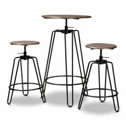 Baxton Studio Veera Pub Table & Stool 3-piece Set