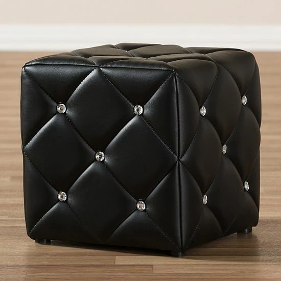 Baxton Studio Modern Ottoman Black 2 Baxton Studio Modern Ottoman Black - Image 2